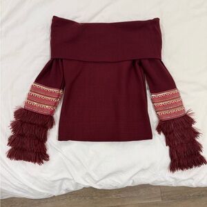 Elegant Burgundy Off-Shoulder Top